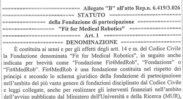 Nuovo Statuto Fit4MedRob Nuovo Statuto Fit4MedRob