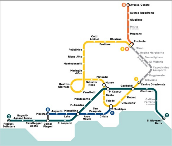La linea 2 della metropolitana è quella di colore verde scuro, contrassegnata dal numero 2.